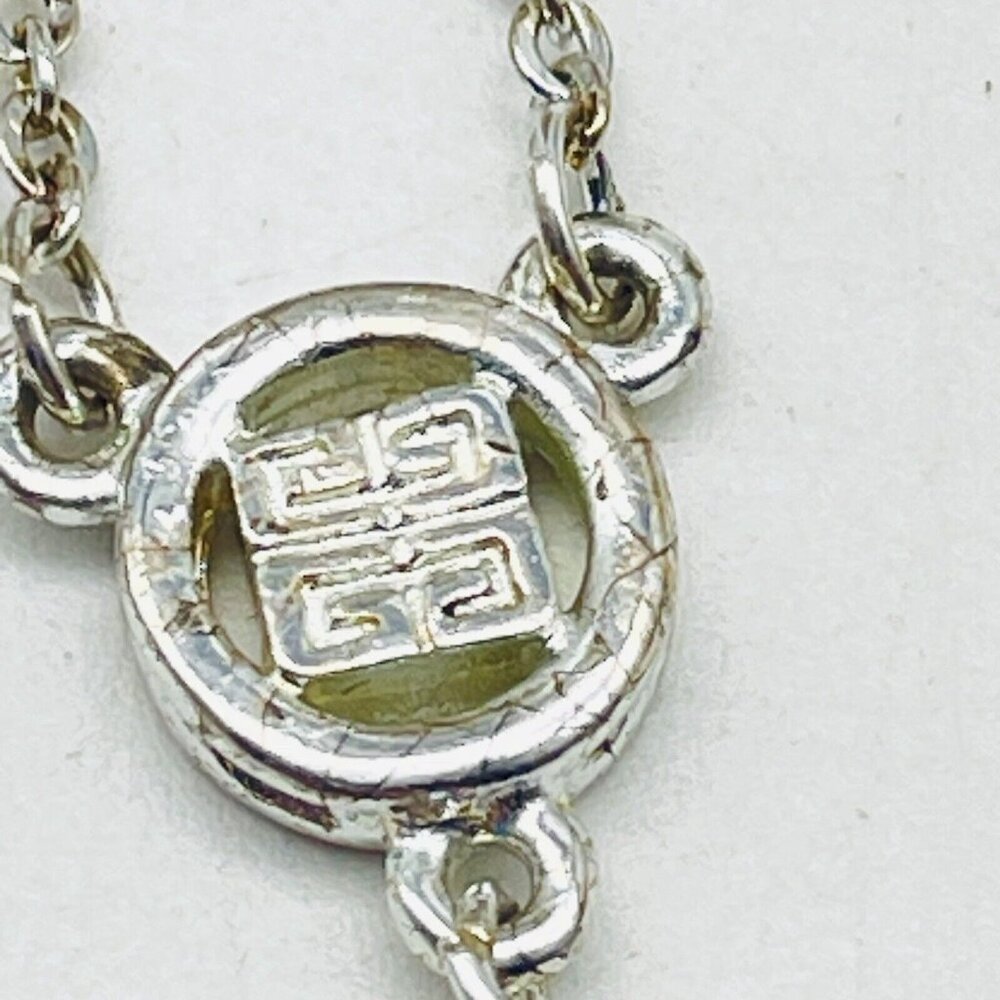 GIVENCHY Pink Bead Station Necklace Silver Tone Y Drop Dainty Victorian Style - Picture 4 of 7